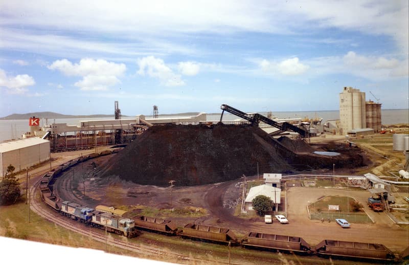 Coal mound in Gladstone Harbour, November 1974