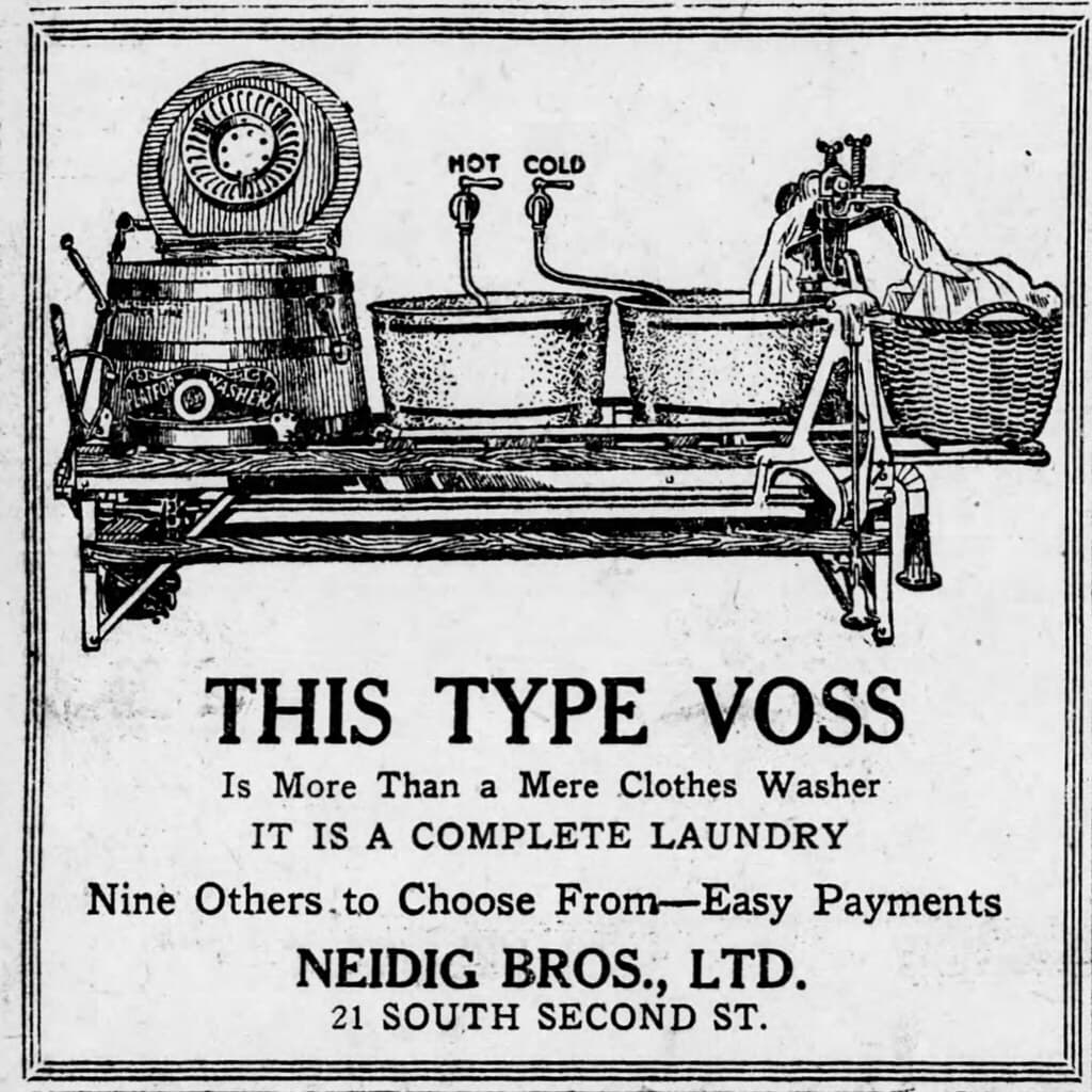 1919 advertisement for Voss washing machine