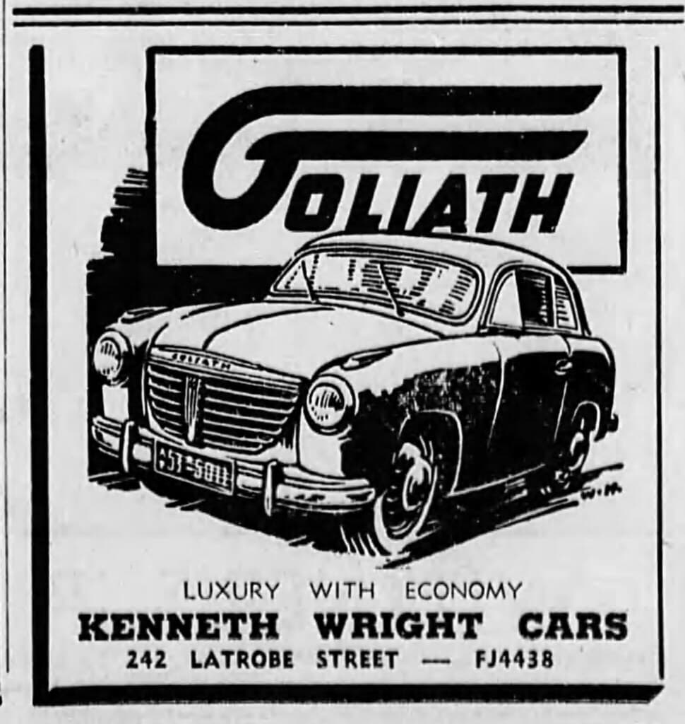 1954 advertisement for Goliath GP700 car