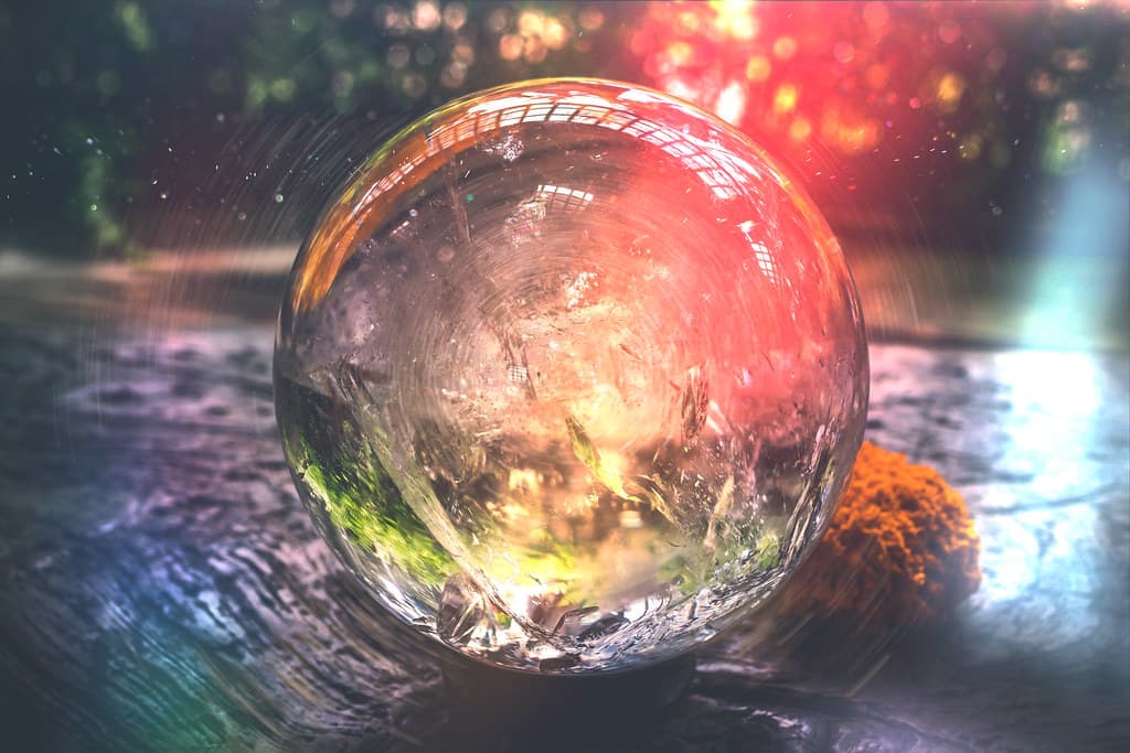 Beautiful crystal ball or an abstract circle. Magic ball. Glass ball.