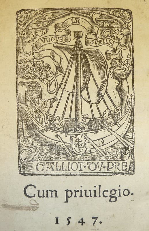 Woodcut device of Parisian printer Galliot Du Pré, d. 1561.