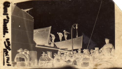 Boat drill aboard the Lake Michigan [negative] 1915