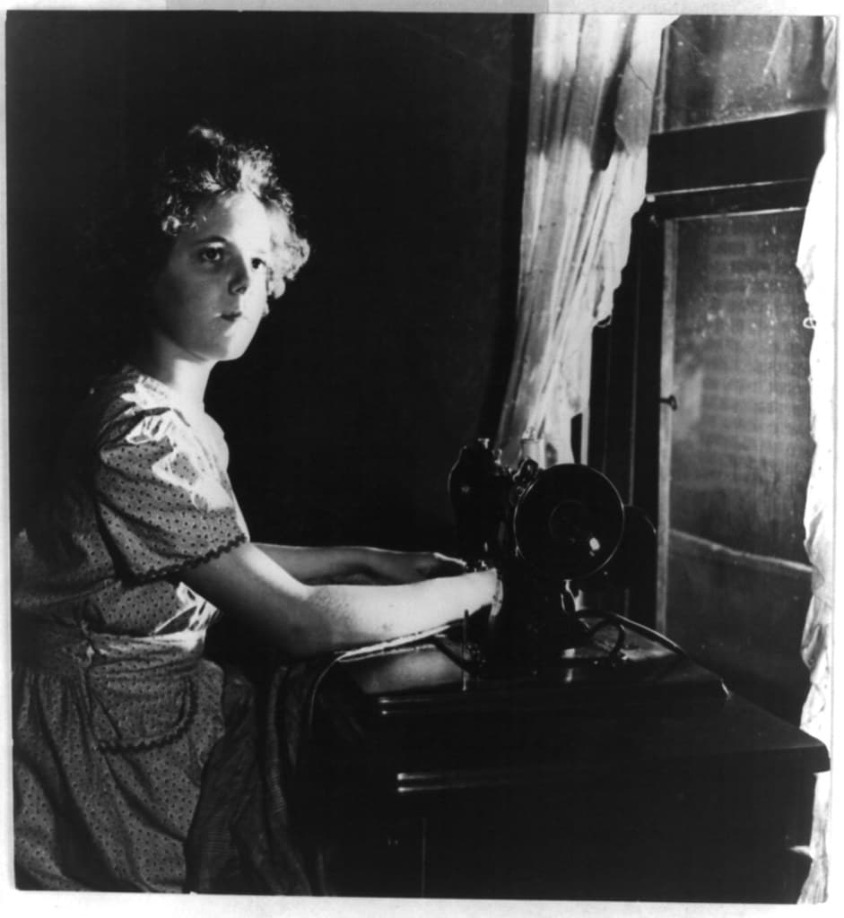 No Known Restrictions: Girl at Sewing Machine, ca. 1940-46 (LOC)