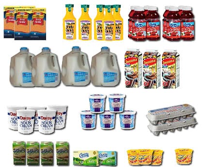 Supermarket shelf-refridgerated foods-alpha background