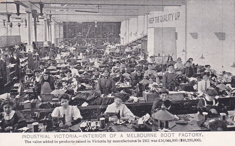 Interior of a Melbourne Boot Factory, Victoria - circa 1911