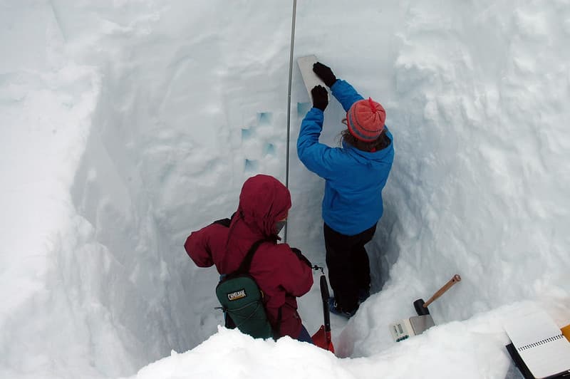 Recording data from a Sperry Glacier snow pit