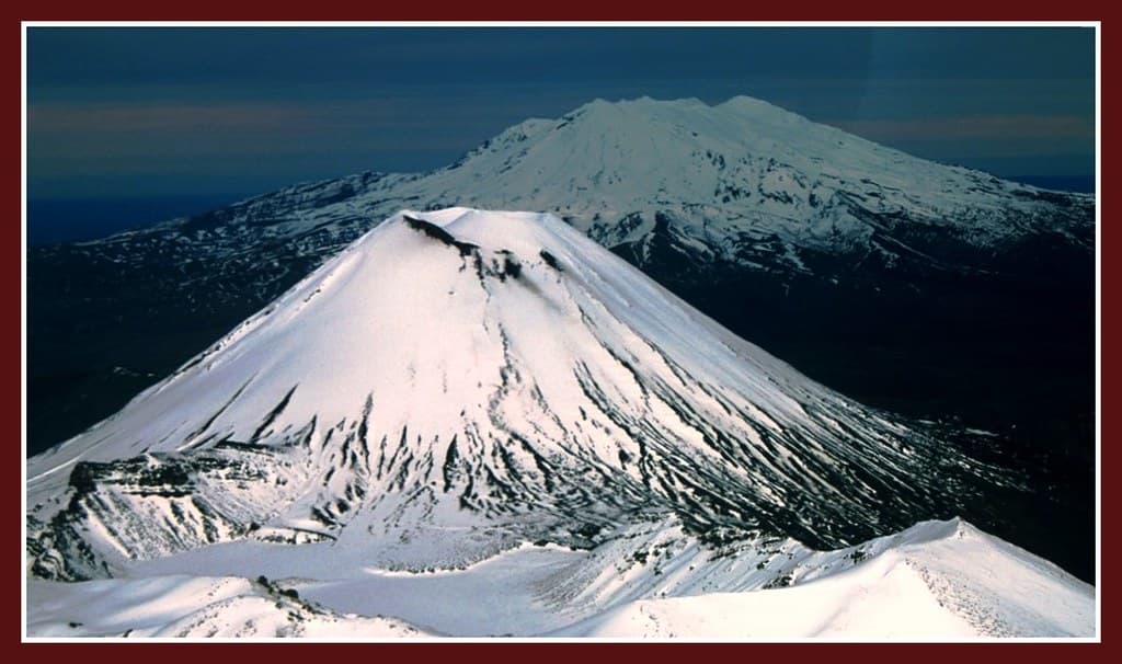 Mt. Ngarahoe and Mt. Raupehu, New Zealand, North Island