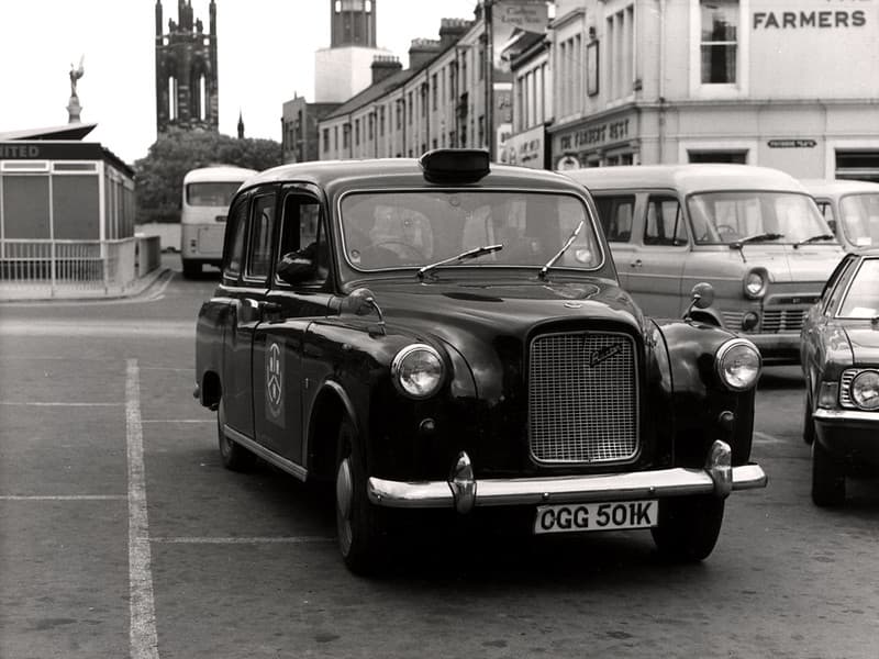 023359:Taxi, Haymarket, Newcastle upon Tyne, City Engineers 1975