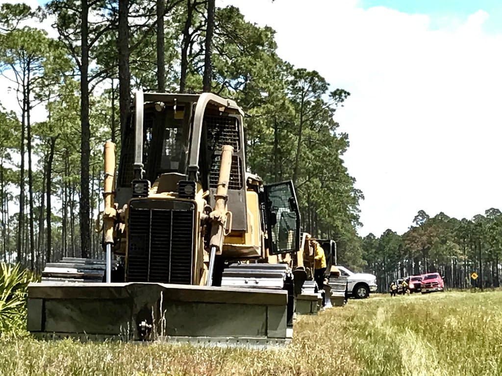 Heavy machinery used to create fire break
