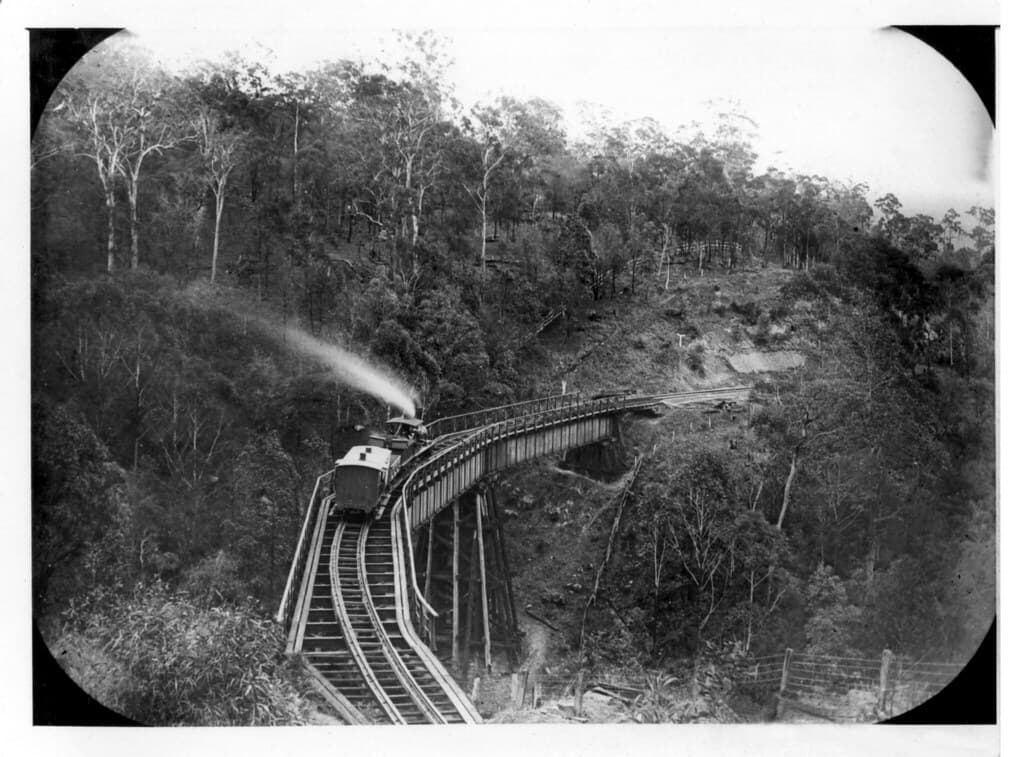 Train bridge on Main Range, Toowoomba, c 1870
