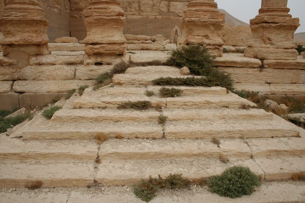 Palmyra - wedge-shaped staircase into funerary temple