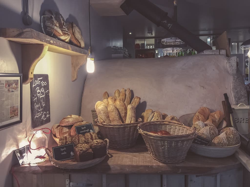 Fresh Bread in Baskets at Cafe
