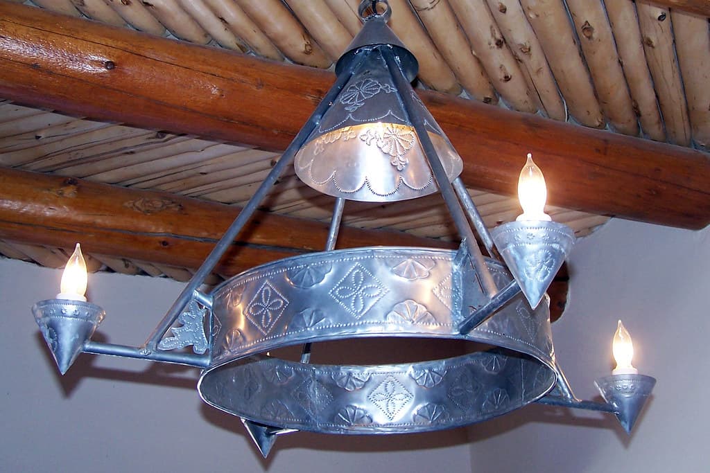 CCC Punched Tin Chandelier Painted Desert Inn NHL