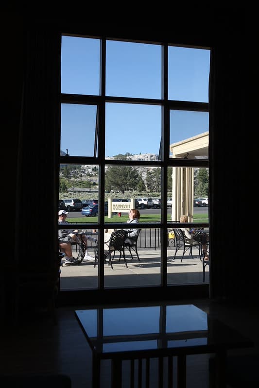 Mammoth Hot Springs Hotel, view out the window from the Map Room