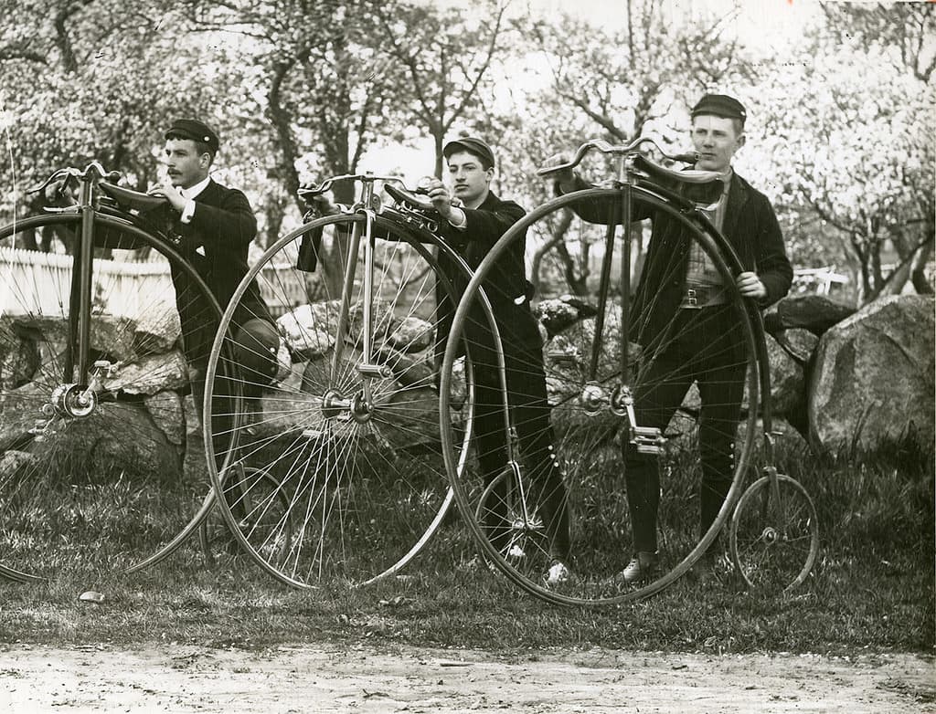 Phillips Academy students cycling, c. 1900