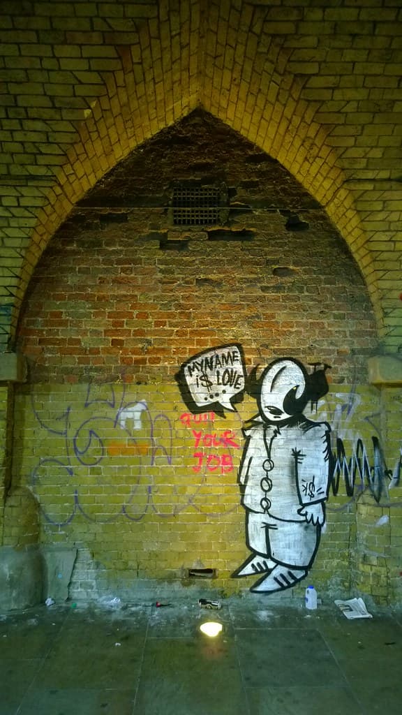 Graffiti near Shoreditch tube station along Brick Lane, London