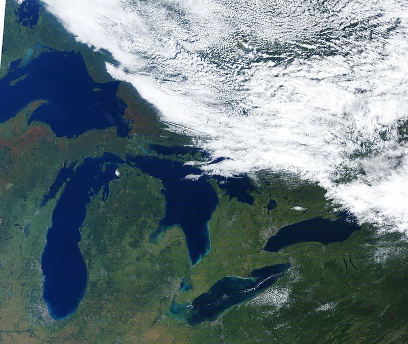 MODIS satellite image of Great Lakes