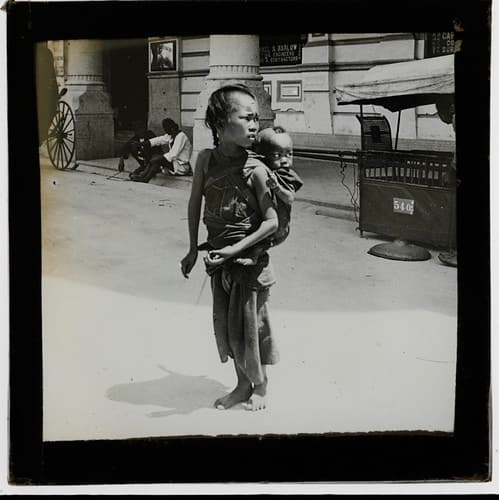 China/Hong Kong - child and baby in street, early 1900s