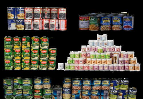 Supermarket shelf-canned foods-alpha background
