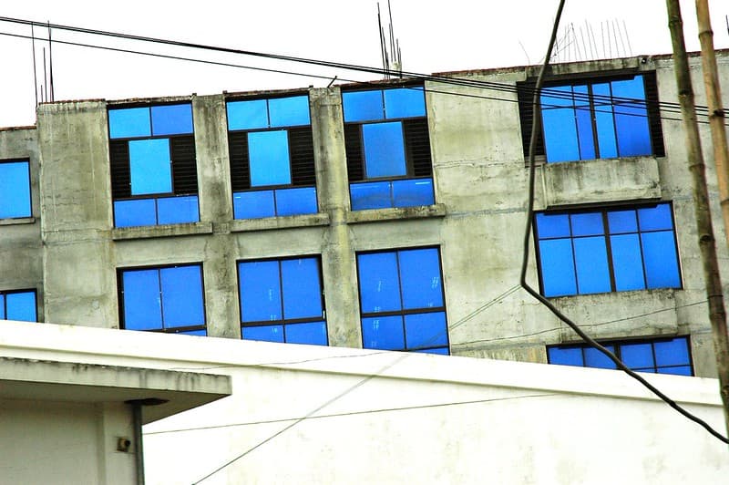 3rd world Blue Abstract, blue glass office building, Dhaka, Bangladesh