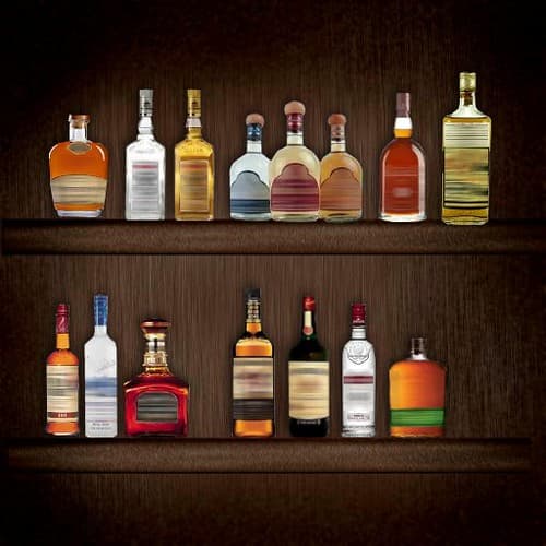 Tiki summer shelf with bottles