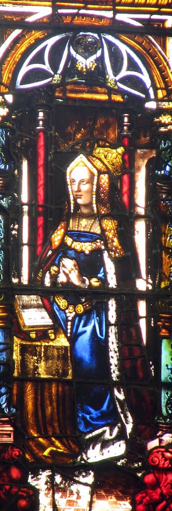 Stained Glass window showing Catherine of Aragon