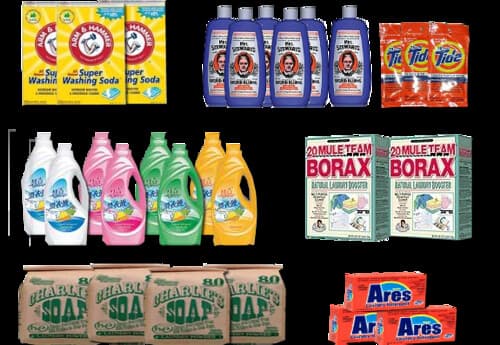 Supermarket shelf-laundry soap-alpha background