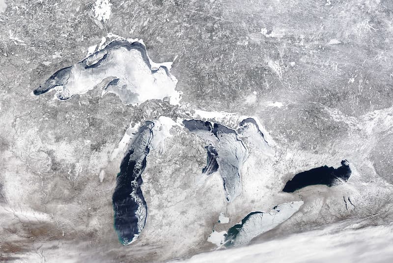 MODIS Satellite Image Great Lakes Ice Cover