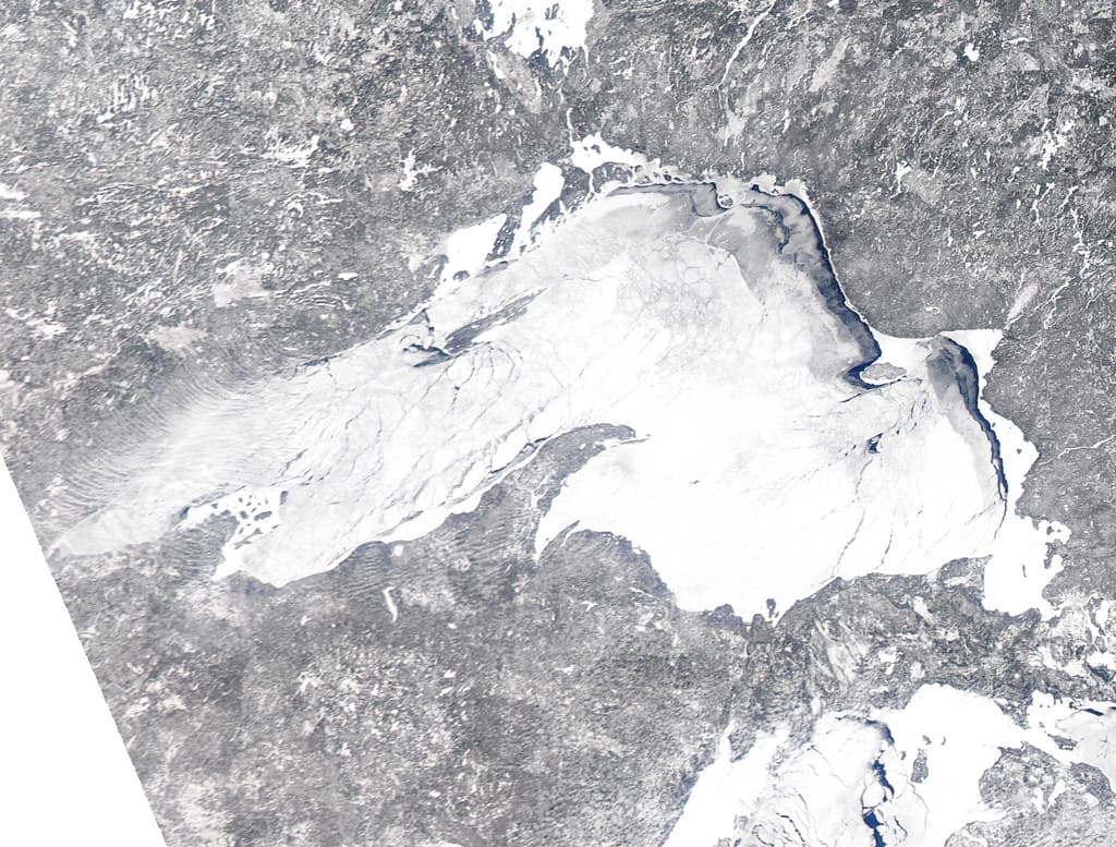 MODIS satellite image Lake Superior ice cover