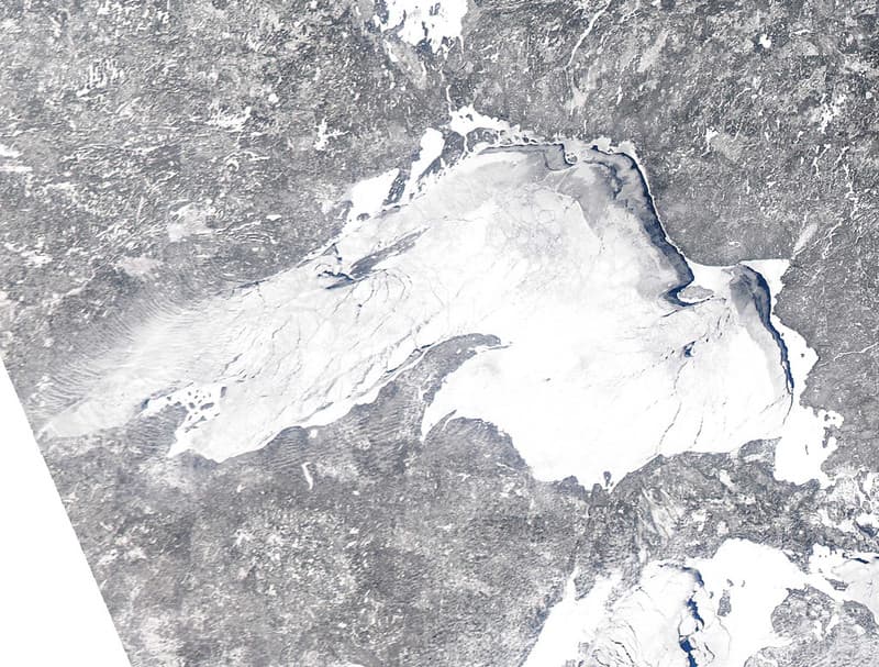 MODIS satellite image Lake Superior ice cover