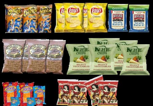 Supermarket shelf-chips-alpha background