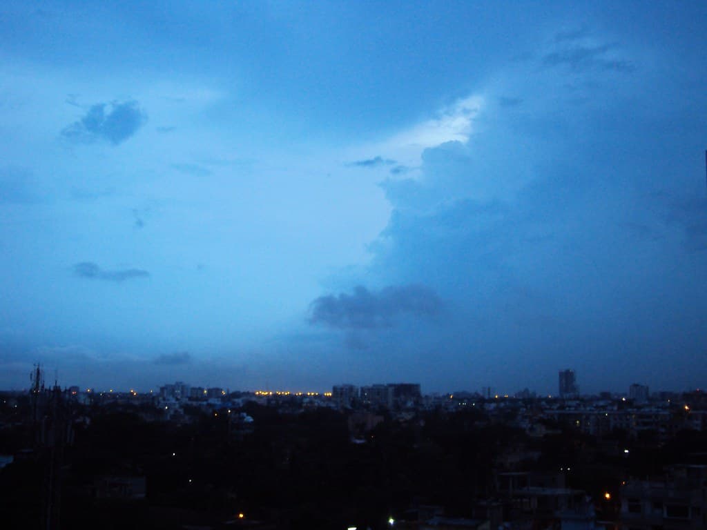 Blue storm clouds in the evening