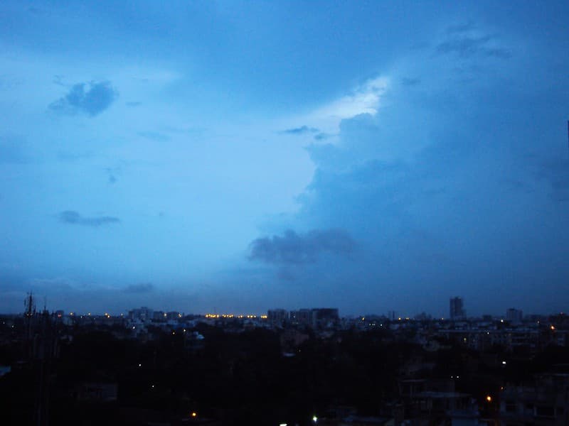 Blue storm clouds in the evening