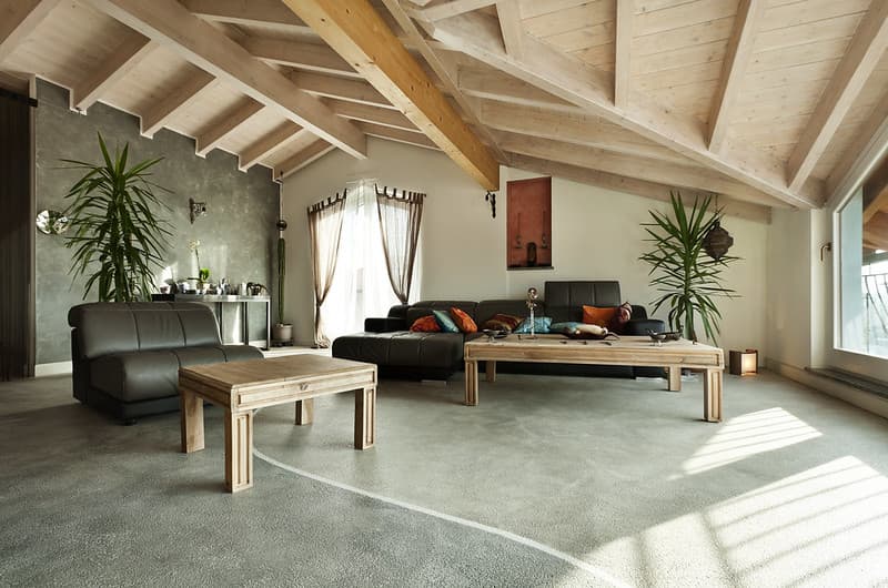 Interior new loft, ethnic furniture, living room