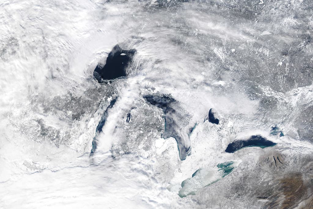 MODIS satellite image Great Lakes ice cover