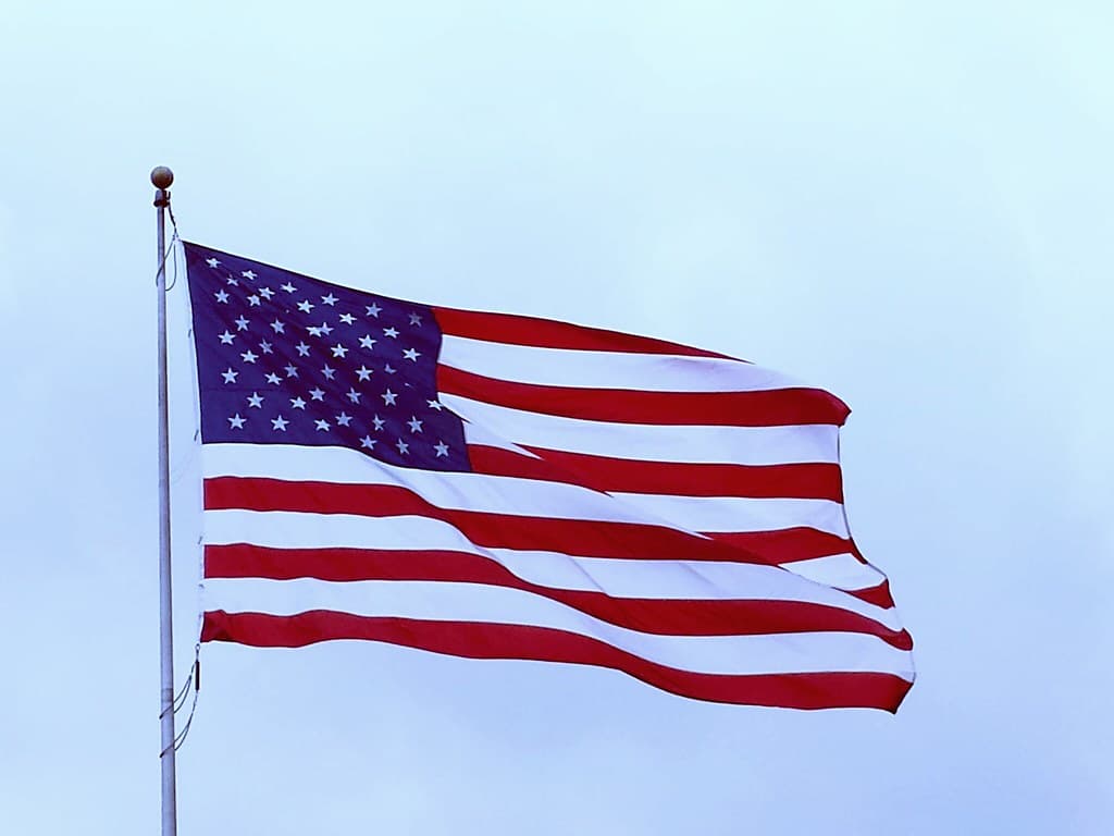 Vintage USA Flag and blue sky