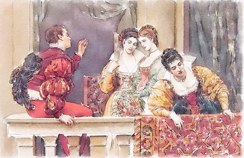 'On the balcony'