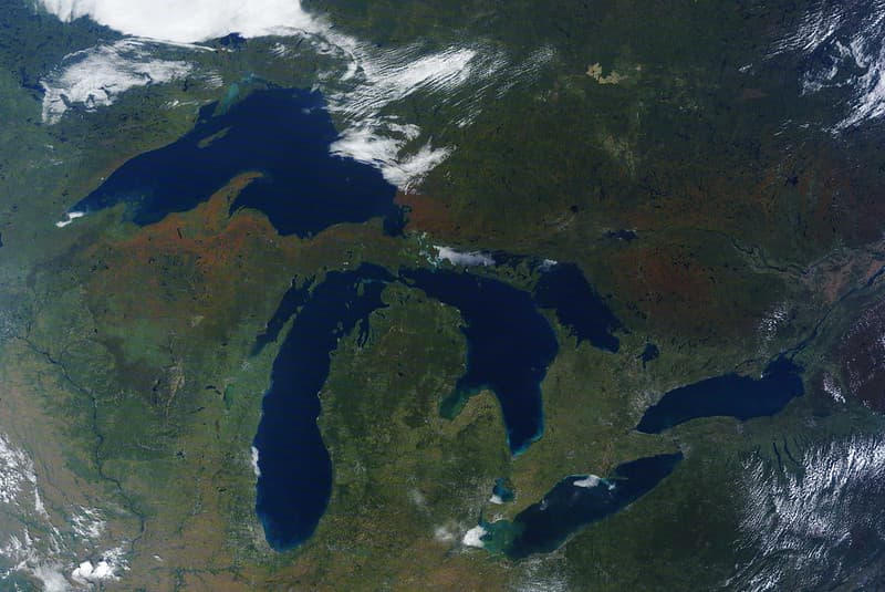 MODIS satellite image of Great Lakes