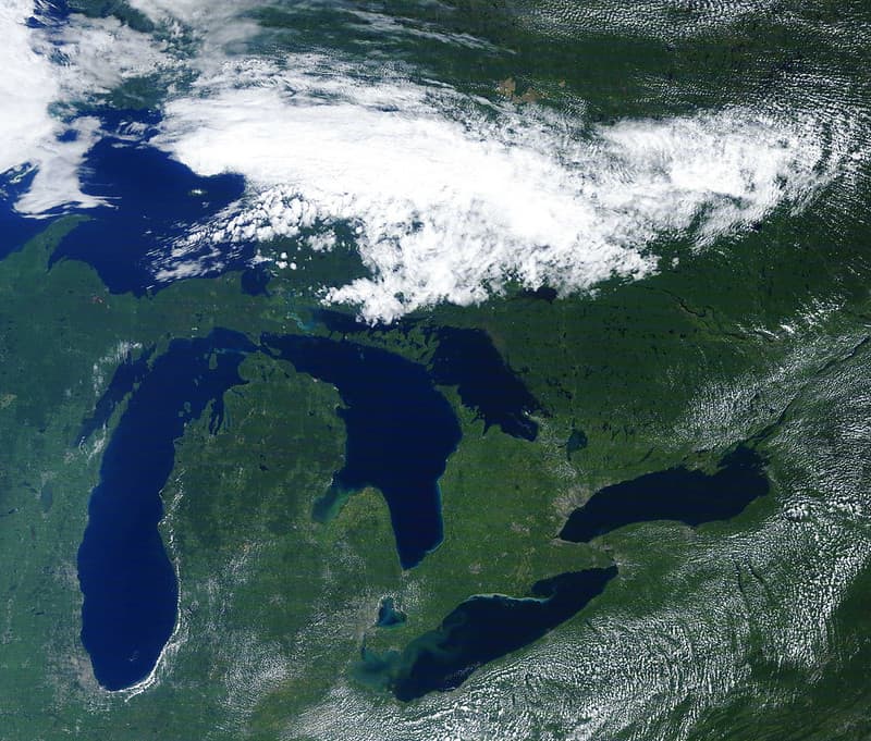 MODIS satellite image of Great Lakes