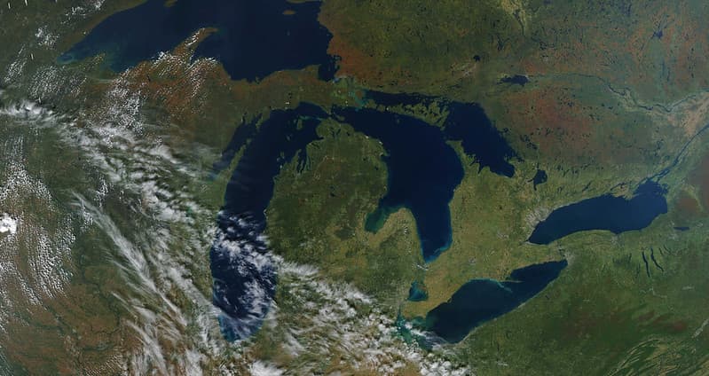 MODIS satellite image of Great Lakes