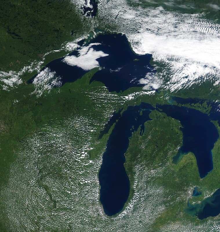 MODIS satellite image of Great Lakes