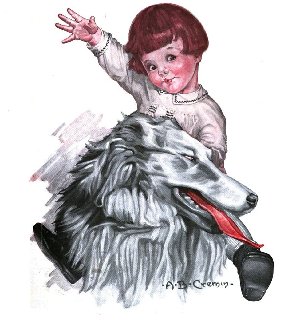 Child Riding a Dog
