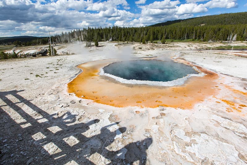 Shadows at Crested Pool, Upper Geyser Basin