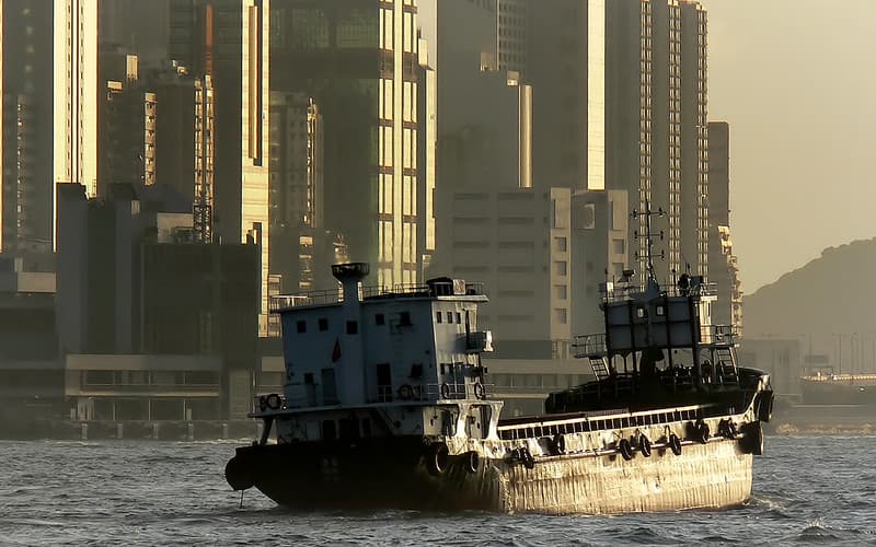 Working on Hong Kong harbour.
