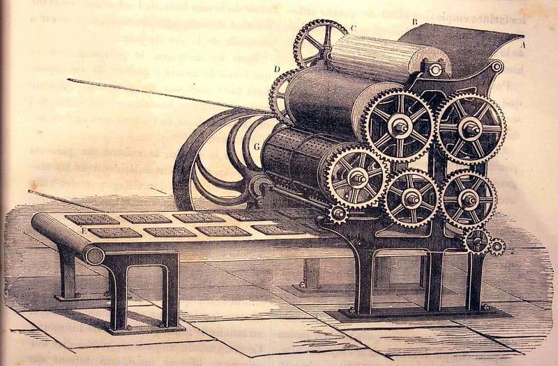 'Machine pour découper et rouler les biscuits de mer'.