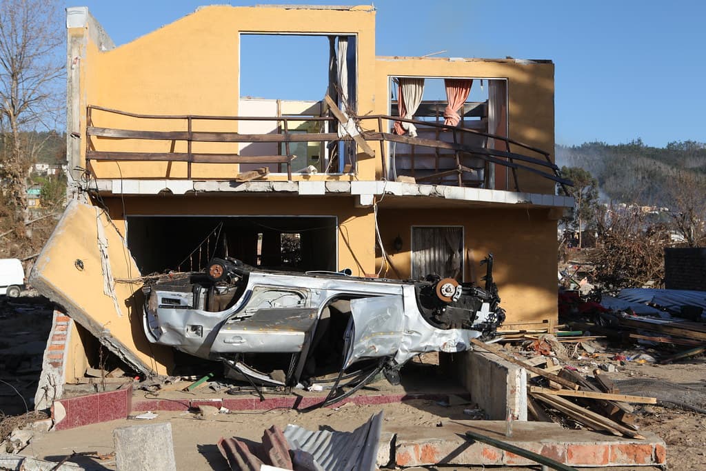 House and Car Destroyed by Tsunami