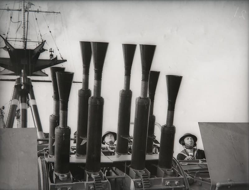 Vickers 40mm Pom-pom anti-aircraft guns on HMS Rodney - naval image #9