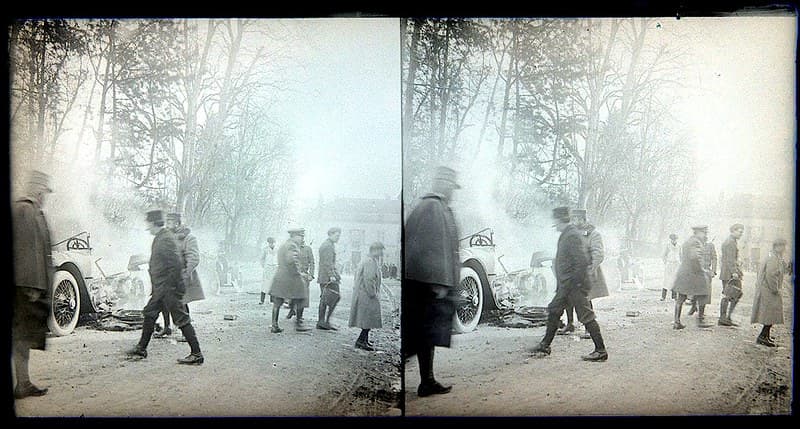 WW1 stereoviews - car crash! (2 of 3)