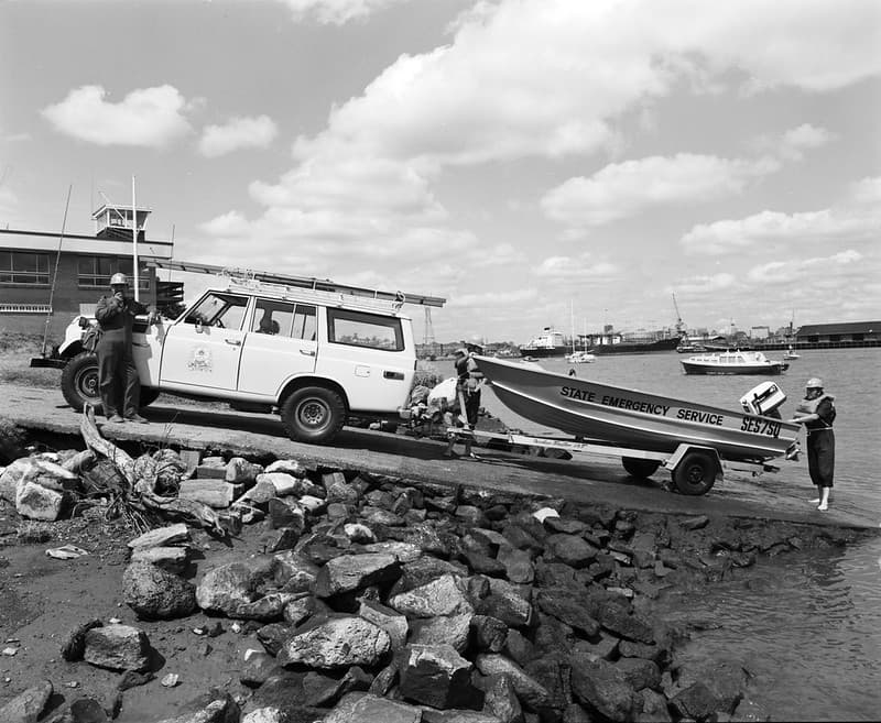 State Emergency Service training, Brisbane River, c 1976