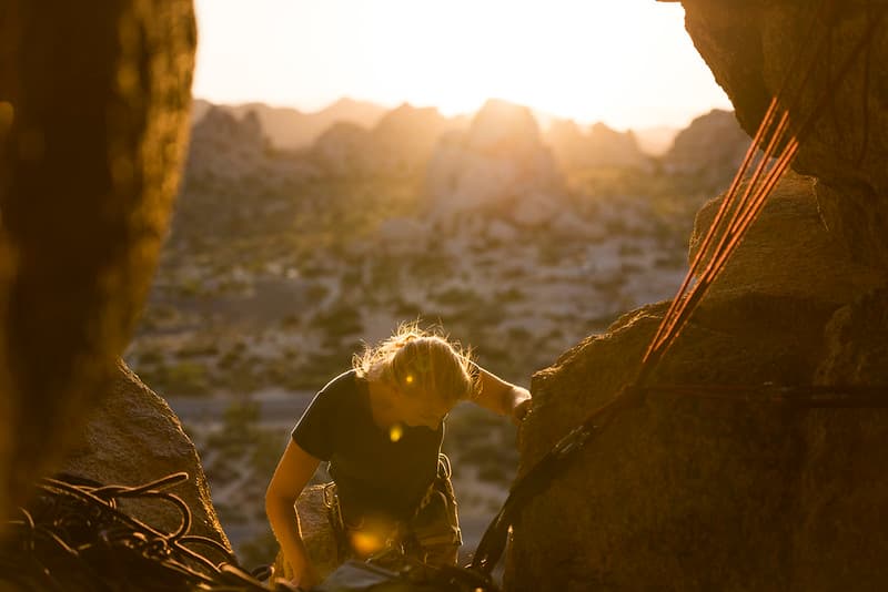 Climber at Cyclops climbing route